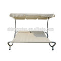 Patio Daybed Lounger Cama de sol doble al aire libre con toldo Sun Shade y 2 almohadas,